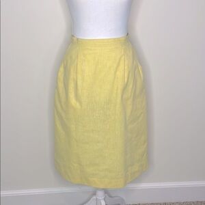 Vintage Yellow Linen Like Skirt. Size 6